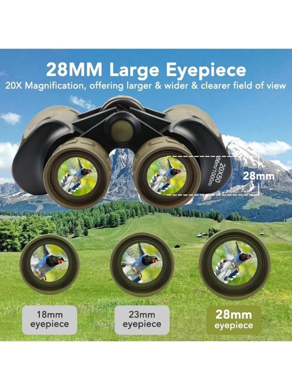 High-Powered 20x50 Waterproof Binoculars for Bird Watching, Travel & Stargazing
